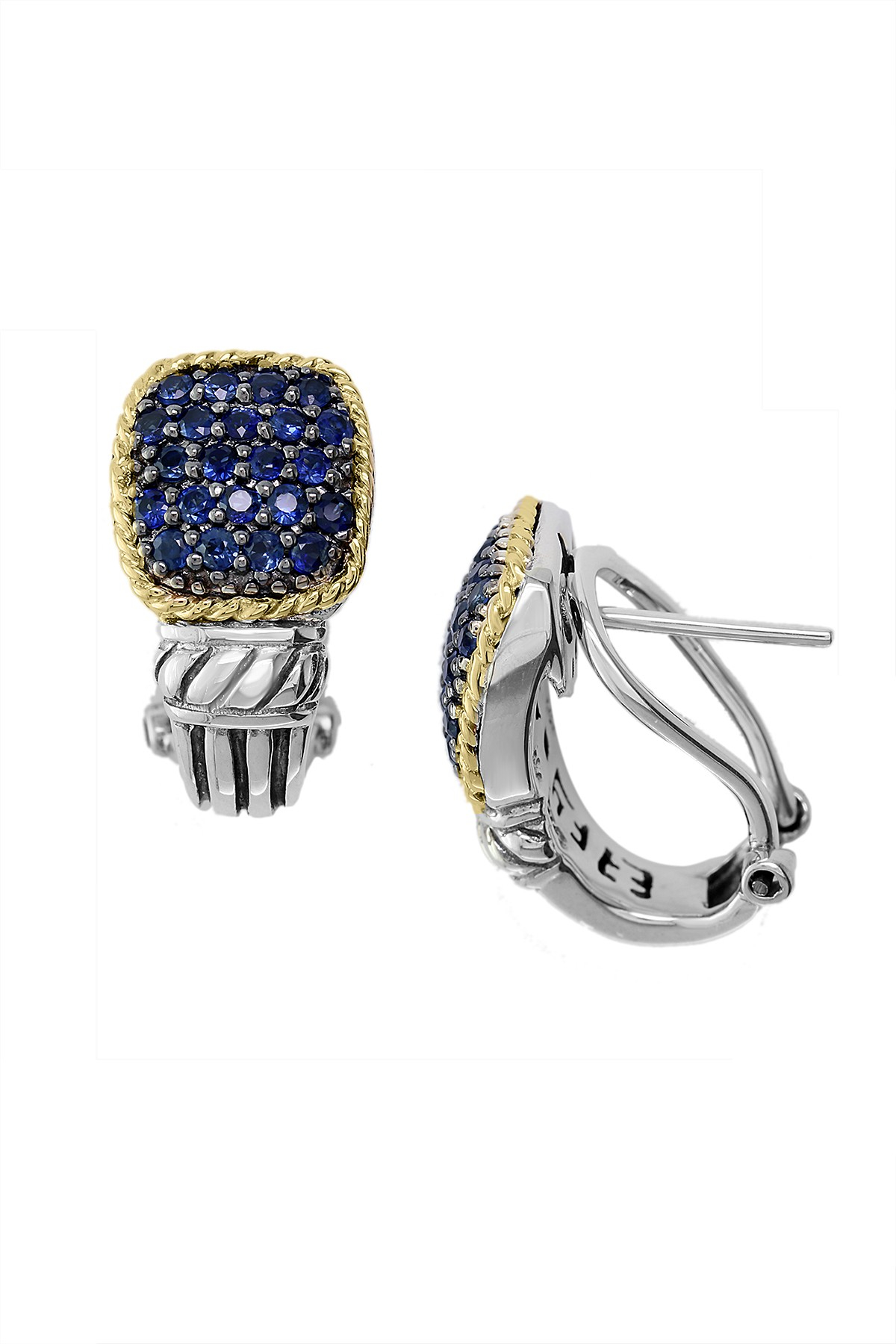 Effy 18k Gold & Sterling Silver Blue Sapphire Earrings Lyst